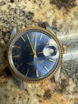 1970 ROLEX OYSTER PERPETUAL DATE 18K- REF 1500 - 34MM FOR REPAIR READ