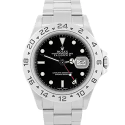 ROLEX EXPLORER II 40MM BLACK RED STAINLESS STEEL OYSTER DATE GMT WATCH 16570
