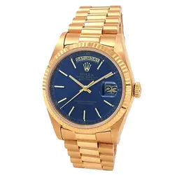 ROLEX DAY-DATE 18K YELLOW GOLD PRESIDENT AUTOMATIC BLUE MEN'S WATCH 18038