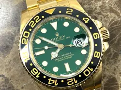 ROLEX GMT MASTER II 18K YELLOW GOLD 116718 GREEN DIAL BLACK CERAMIC BOX PAPERS