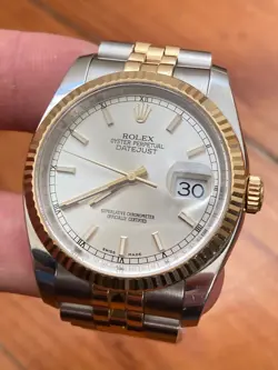 ROLEX DATEJUST 36 116233 2015 B+P TWO TONE ROMAN TRACK DIAL JUBILEE