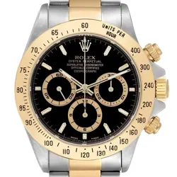 ROLEX DAYTONA STEEL YELLOW GOLD BLACK DIAL MENS WATCH 16523
