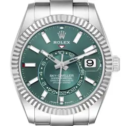 ROLEX SKY-DWELLER STEEL WHITE GOLD GREEN DIAL MENS WATCH 336934 UNWORN