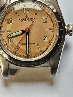 Rolex Bubleback Ref 2940 Original Dial  Salmon Color All Stainless Steel Case...