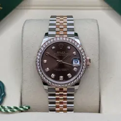 ROLEX DATEJUST 31 NEW 2025 CHOCOLATE DIAMOND DIAL TWO TONE ROSE GOLD DIAMOND