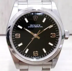 ROLEX OYSTER PERPETUAL ANTIQUE VINTAGE BLACK DIAL AUTOMATIC WINDING WRISTWATCH