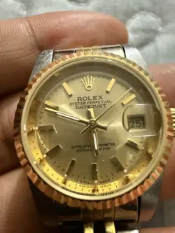 ROLEX DATEJUST LADIES 2TONE 18K GOLD STAINLESS STEEL WATCH CHAMPAGNE DIAL 69173