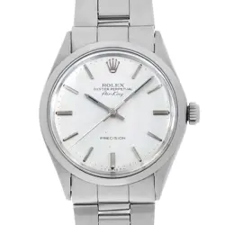 ROLEX AIR KING 5500 SILVER LINEN DIAL BAR CAL.1570 NO HACK 29 NUMBER ANTIQUE...