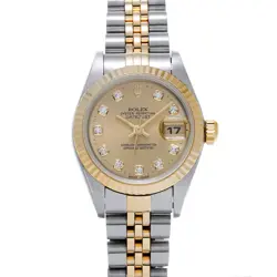 ROLEX DATEJUST 10P DIAMOND 69173G U SERIES (MANUFACTURED AROUND 1997) CHAMPA...