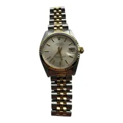 ROLEX MID-SIZE DATEJUST 6827 SILVER DIAL 31MM TWO TONE 14K GOLD