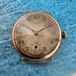 VINTAGE 9K SOLID GOLD ROLEX TRENCH STYLE HAND-WINDING MEN'S WRISTWATCH