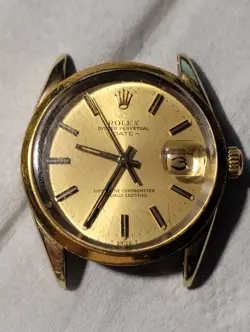 ROLEX DATE 15505 STAINLESS GOLD PLATED CHAMPAGNE DIAL AUTO MEN'S WATCH 34MM
