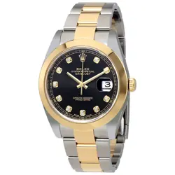 ROLEX DATEJUST BLACK DIAMOND DIAL STEEL AND 18K YELLOW GOLD OYSTER MEN'S WATCH