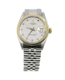 ROLEX OYSTER PERPETUAL DATE TWO TONE STAINLESS STEEL WATCH 1505