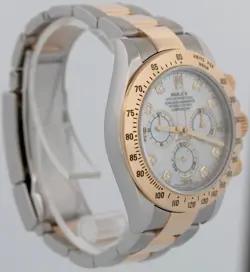 MINT PAPERS Rolex Daytona Cosmograph MOP DIAMOND Yellow Gold Watch 116523 BOX