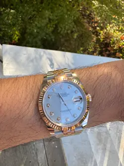 ROLEX DATEJUST 41MM MOTHER OF PEARL MOP DIAL TWO TONE ROSE JUBILEE BRACELET