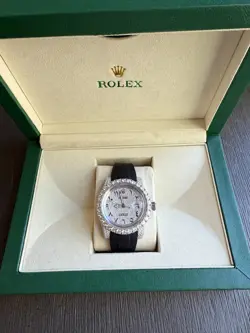 ROLEX DATEJUST MEN'S STAINLESS STEEL 18K WHITE GOLD WATCH SILVER  ARAB NUMBERS