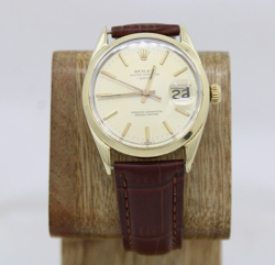 1973 ROLEX OYSTER PERPETUAL 34MM DIAL 14K YELLOW GOLD SHELL WATCH REFERENCE 1550