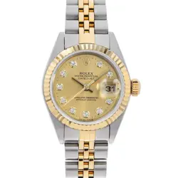 ROLEX DATEJUST 10P DIAMOND 79173G CHAMPAGNE GOLD A NUMBER SECOND HAND WOMEN