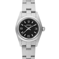 ROLEX OYSTER PERPETUAL 76080 BLACK 369 WHITE BAR F NUMBER SECOND HAND WOMEN