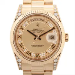 ROLEX DAY-DATE 118338MR YG YG AT CHAMPAGNE-FACE 3 EXTRA LINKS