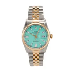1984 ROLEX DATEJUST 36MM 16013 TURQUOISE DIAL JUBILEE YELLOW GOLD STEEL WATCH