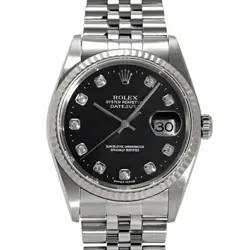 ROLEX DATEJUST 36 16234G BLACK DIAL MEN'S WATCH USED
