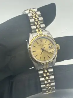 ROLEX DATE 6917 18K YELLOW GOLD TWO TONE JUBILEE CHAMPAGNE DIAL LADIES