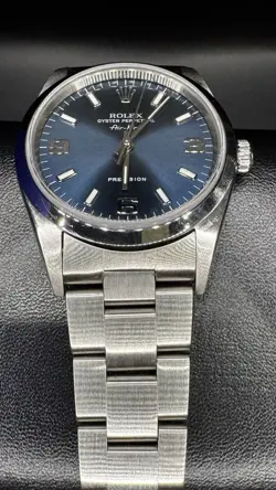 2001 Rolex Air-King  34mm Ref 14000m. Blue Dial On A Beautiful oyster band