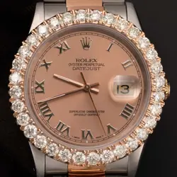 ROLEX DATEJUST 16233 DIAMOND BEZEL WATCH 36MM TWO-TONE OYSTER ROMAN DIAL, 2.75CT