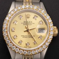 ROLEX DATEJUST 69173 DIAMOND BEZEL WATCH 26MM TWO-TONE JUBILEE CHAMPAGNE DIAL