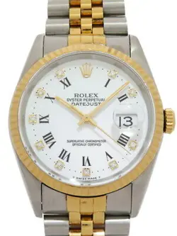 ROLEX DATEJUST DIAMOND 16233G W MEN'S AUTOMATIC #T108