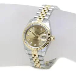ROLEX DATEJUST 10P DIAMOND 179173G K18YG STAINLESS CHAMPAGNE GOLD LADIES WATCH