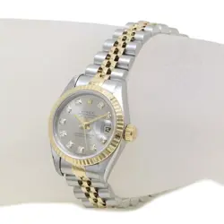 ROLEX DATEJUST 10P DIAMOND 69173G K18YG SS AUTOMATIC GRAY DIAL LADIES WATCH