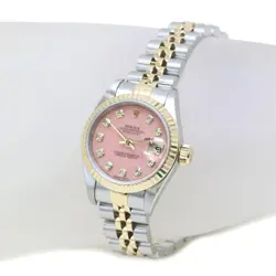 ROLEX DATEJUST 10P DIAMOND 79173OPG PINK OPAL K18YG SS AUTOMATIC LADIES WATCH