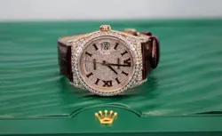 Rolex Day-Date 36mm Rose Gold Diamond Bezel Pave Diamond Dial Watch 128155RBR
