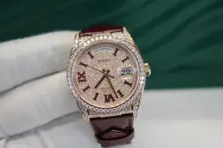 Rolex Day-Date 36mm Rose Gold Diamond Bezel Pave Diamond Dial Watch 128155RBR