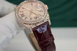 Rolex Day-Date 36mm Rose Gold Diamond Bezel Pave Diamond Dial Watch 128155RBR