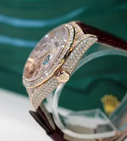 Rolex Day-Date 36mm Rose Gold Diamond Bezel Pave Diamond Dial Watch 128155RBR