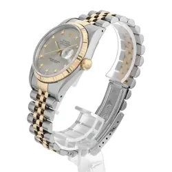 ROLEX DATEJUST 10P DIAMOND 16233G SILVER PRINT COMPUTER 5 ROWS JUBILEE BRACE L 9
