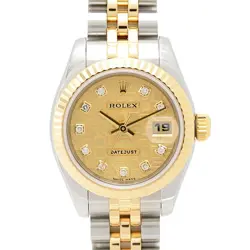 ROLEX DATEJUST 10P DIAMOND AUTOMATIC COMPUTER GOLD DIAL SS YG 179143G Y 936771