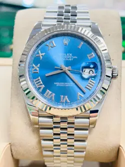 ROLEX DATEJUST 41MM 126334 BLUE ROMAN DIAL JUBILEE BRACELET 18K WHITE GOLD BEZEL