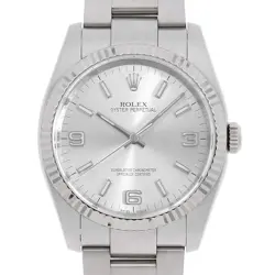 ROLEX OYSTER PERPETUAL 116034 SILVER 369 WHITE BAR V NUMBER SECOND HAND MENS