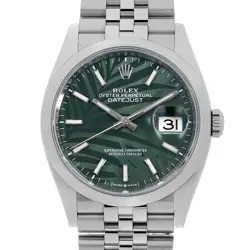 ROLEX DATEJUST 36 126200 GREEN PALM MOTIF BAR 5 ROW JUBILEE BRACELET RANDOM ...