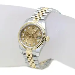 ROLEX DATEJUST 10P DIAMOND 179173G K18YG CHAMPAGNE GOLD AUTOMATIC LADIES WATCH