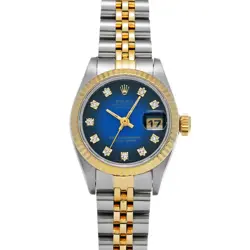 USED ROLEX DATEJUST 69173G BLUE CASE SIZE 26×26MM LADIES WATCH #52155