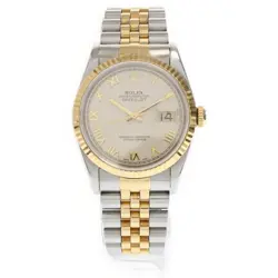 ROLEX DATEJUST IVORY PYRAMID ROMAN DIAL JUBILEE BREATH STAINLESS STEEL X USED 9A