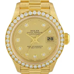 USED ROLEX DATEJUST 10P DIAMOND 69138G GOLD CASE SIZE 26MM LADIES WATCH #5155