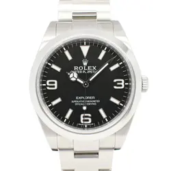 USED ROLEX EXPLORER I 214270 BLACK MEN'S WATCH #53345