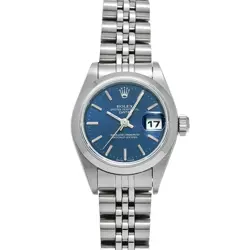 USED ROLEX OYSTER PERPETUAL DATE 69160 BLUE LADIES WATCH #5265